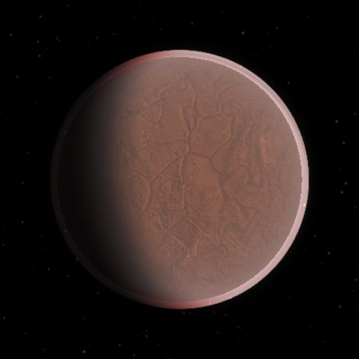 GJ 667 C b rendered in TerraForge from its measured mass, orbit and star