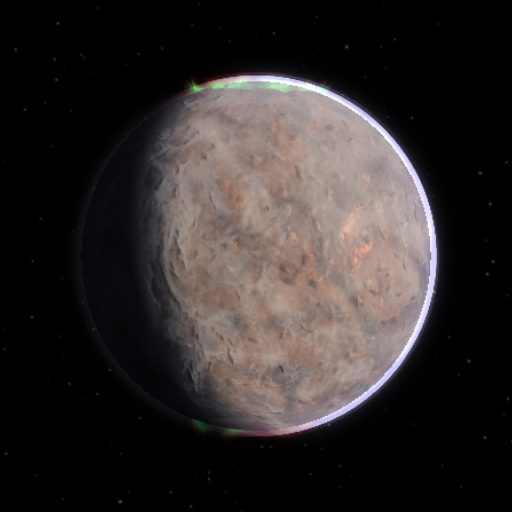 GJ 667 C e rendered in TerraForge from its measured mass, orbit and star
