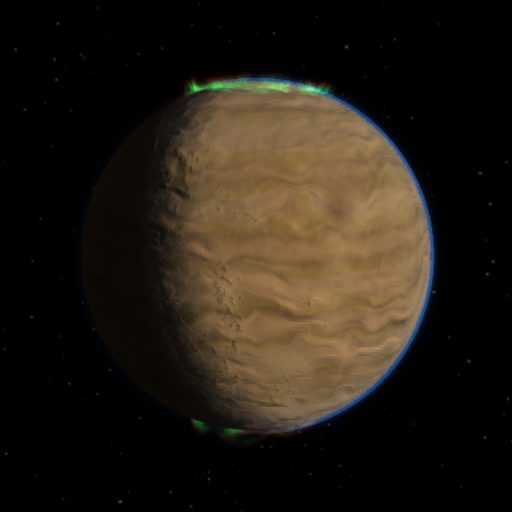 GJ 876 e rendered in TerraForge from its measured mass, orbit and star
