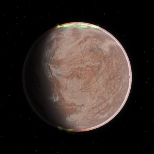 GJ 887 c rendered in TerraForge from its measured mass, orbit and star