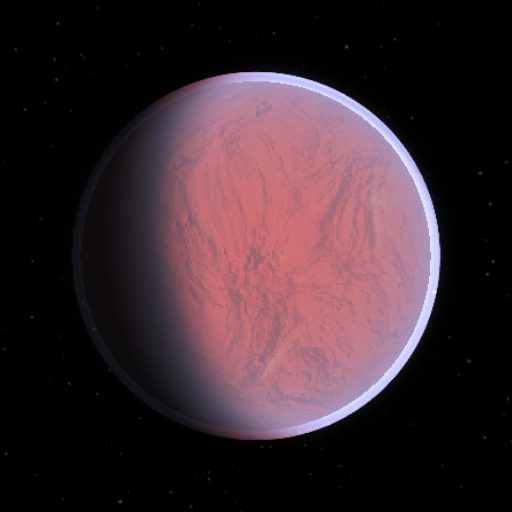 GJ 887 e rendered in TerraForge from its measured mass, orbit and star