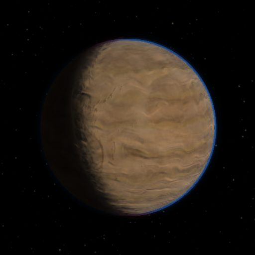HD 100546 b rendered in TerraForge from its measured mass, orbit and star