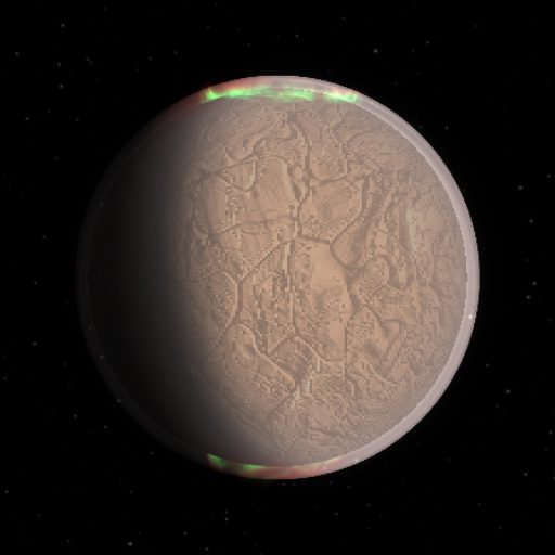 HD 110067 c rendered in TerraForge from its measured mass, orbit and star