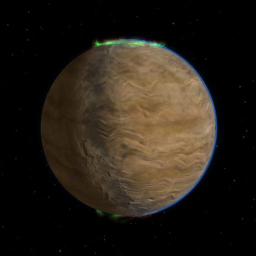 HD 110067 d rendered in TerraForge from its measured mass, orbit and star
