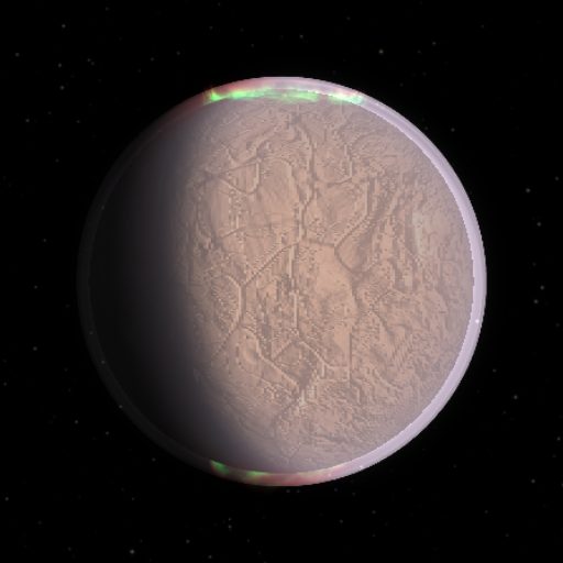 HD 110067 e rendered in TerraForge from its measured mass, orbit and star