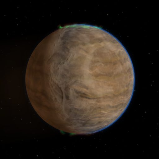 HD 209458 b rendered in TerraForge from its measured mass, orbit and star