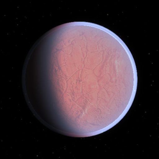 HD 219134 c rendered in TerraForge from its measured mass, orbit and star