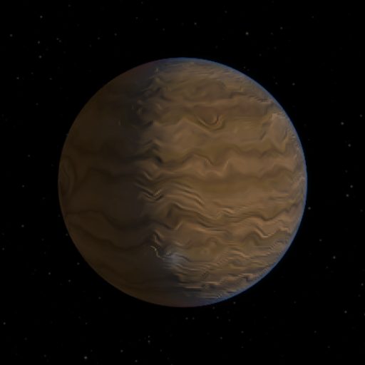 HD 50554 d rendered in TerraForge from its measured mass, orbit and star