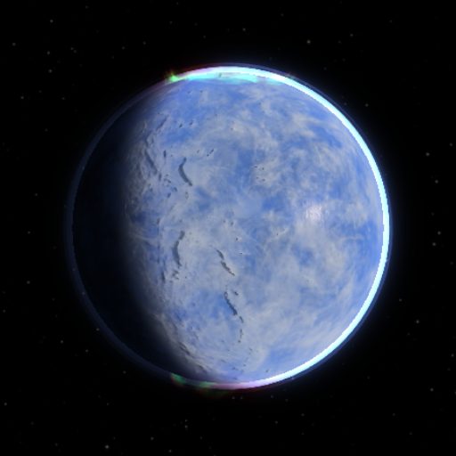 Kepler-155 c rendered in TerraForge from its measured mass, orbit and star