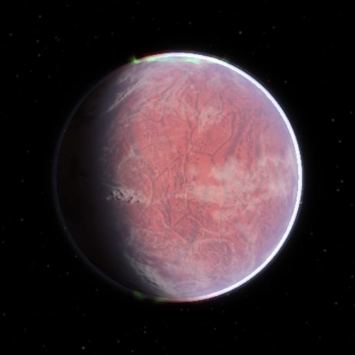 Kepler-186 e rendered in TerraForge from its measured mass, orbit and star