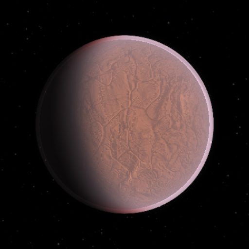 Kepler-296 b rendered in TerraForge from its measured mass, orbit and star