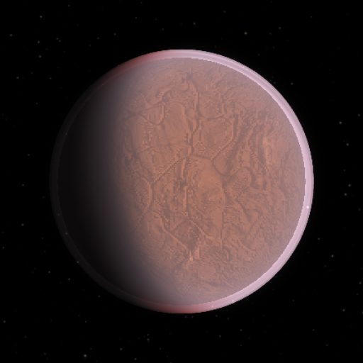 Kepler-296 c rendered in TerraForge from its measured mass, orbit and star