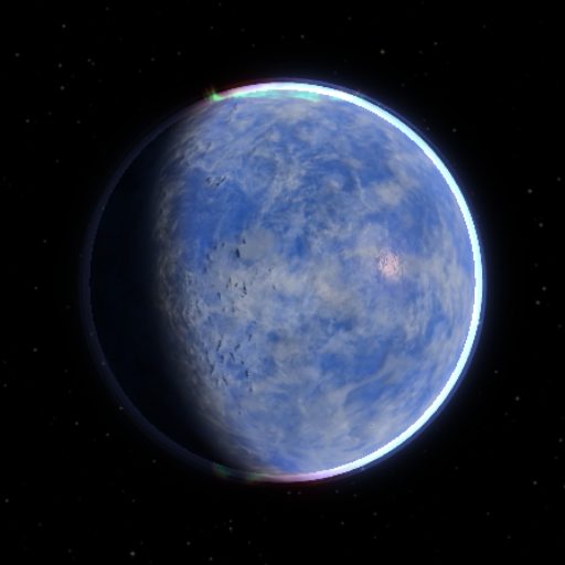 Kepler-296 e rendered in TerraForge from its measured mass, orbit and star