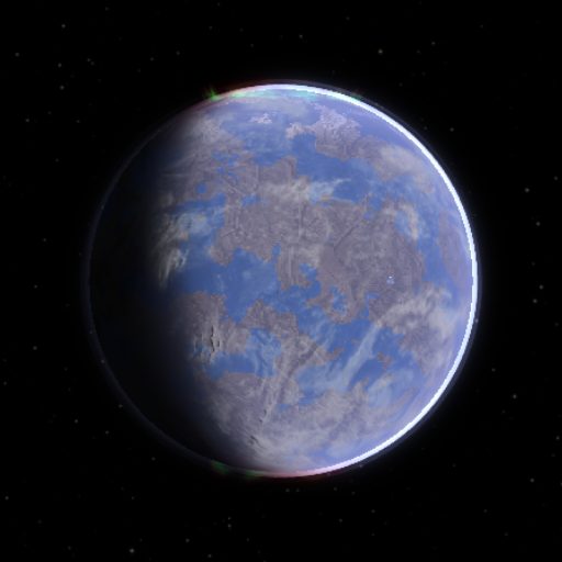 Kepler-47 c rendered in TerraForge from its measured mass, orbit and star