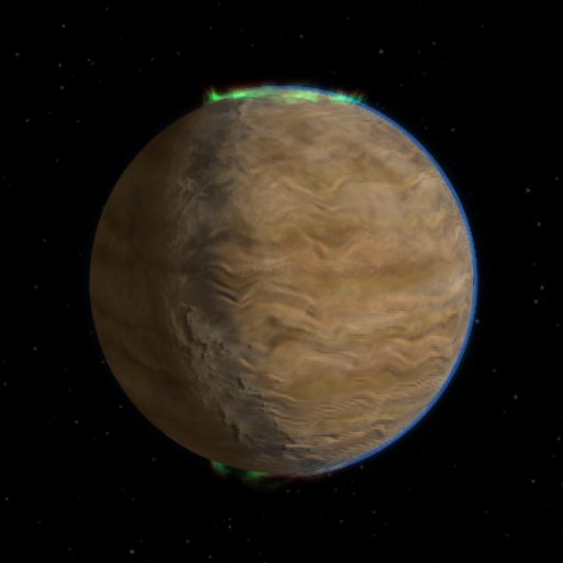 KOI-351 d rendered in TerraForge from its measured mass, orbit and star