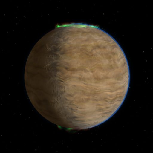 KOI-351 f rendered in TerraForge from its measured mass, orbit and star