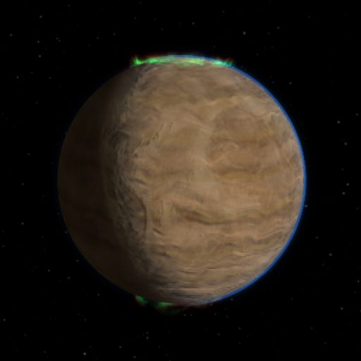 KOI-351 h rendered in TerraForge from its measured mass, orbit and star