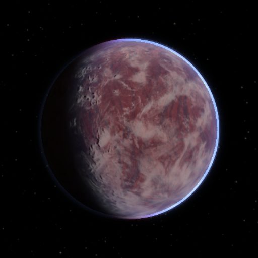 Ross 128 b rendered in TerraForge from its measured mass, orbit and star