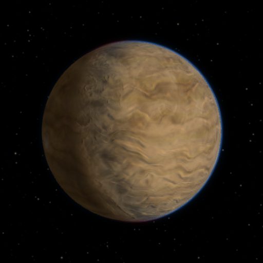 TOI-4468 c rendered in TerraForge from its measured mass, orbit and star