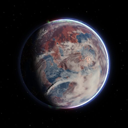 TOI-700 e rendered in TerraForge from its measured mass, orbit and star