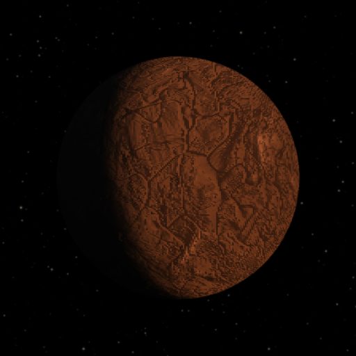 TOI-789 d rendered in TerraForge from its measured mass, orbit and star