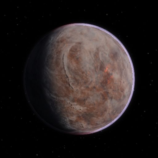 TRAPPIST-1 f rendered in TerraForge from its measured mass, orbit and star