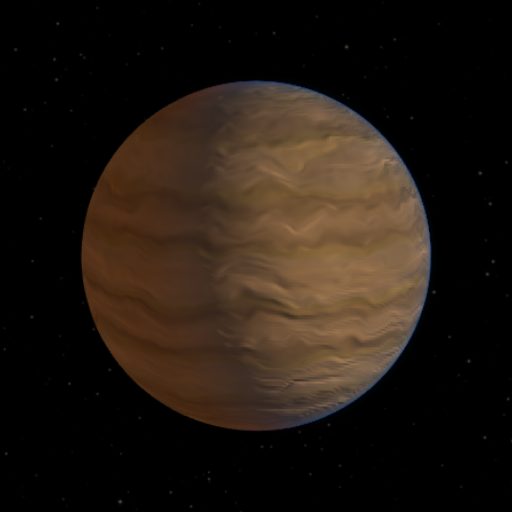 WASP-12 b rendered in TerraForge from its measured mass, orbit and star