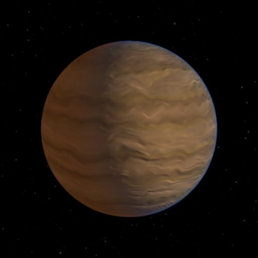 WASP-121 b rendered in TerraForge from its measured mass, orbit and star
