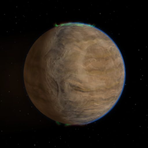 WASP-39 b rendered in TerraForge from its measured mass, orbit and star