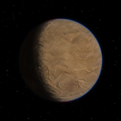 AS 209 b rendered in TerraForge from its measured mass, orbit and star