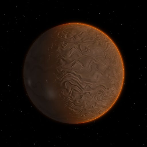 GJ 649 c rendered in TerraForge from its measured mass, orbit and star