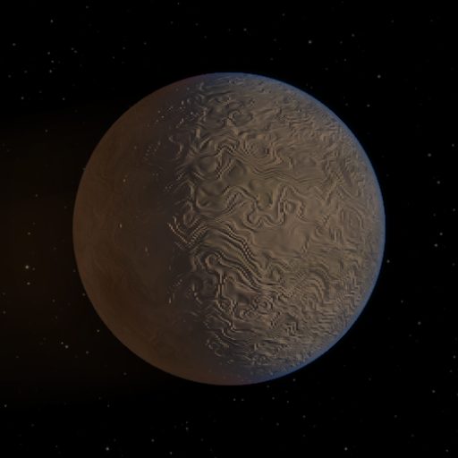 HATS-19 b rendered in TerraForge from its measured mass, orbit and star