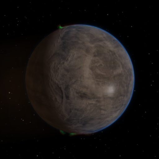 HATS-21 b rendered in TerraForge from its measured mass, orbit and star