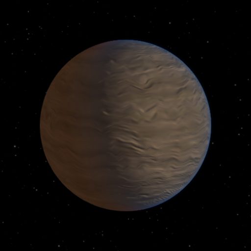 HD 31221 b rendered in TerraForge from its measured mass, orbit and star