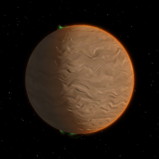 HD 40307 e rendered in TerraForge from its measured mass, orbit and star