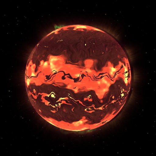 KL Dra b rendered in TerraForge from its measured mass, orbit and star