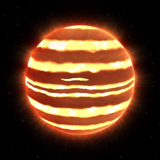 LSPM J2214+2534 (AB)b rendered in TerraForge from its measured mass, orbit and star