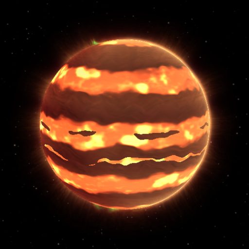 MARVELS-18 b rendered in TerraForge from its measured mass, orbit and star