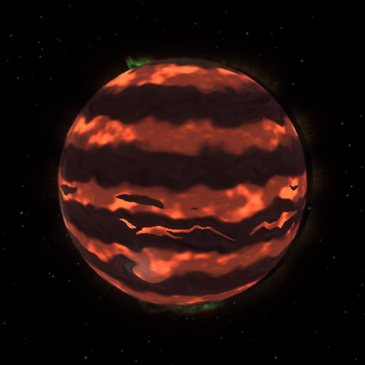 SDSS J0129+3842 b rendered in TerraForge from its measured mass, orbit and star