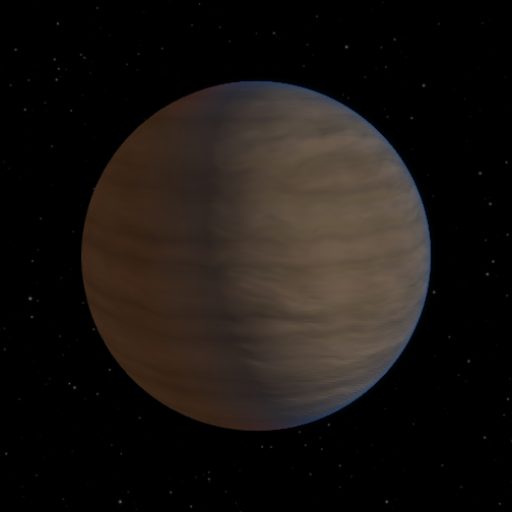 TOI-1355 b rendered in TerraForge from its measured mass, orbit and star