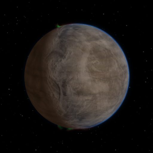 TOI-1885 b rendered in TerraForge from its measured mass, orbit and star