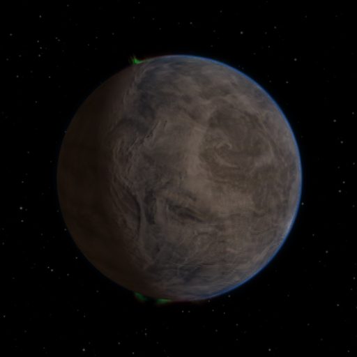 TOI-2045 b rendered in TerraForge from its measured mass, orbit and star