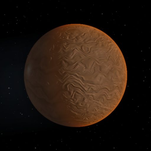 TOI-2494 b rendered in TerraForge from its measured mass, orbit and star