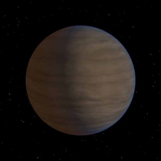 TOI-3601 b rendered in TerraForge from its measured mass, orbit and star