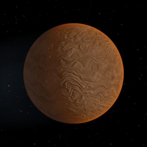 TOI-3686 b rendered in TerraForge from its measured mass, orbit and star