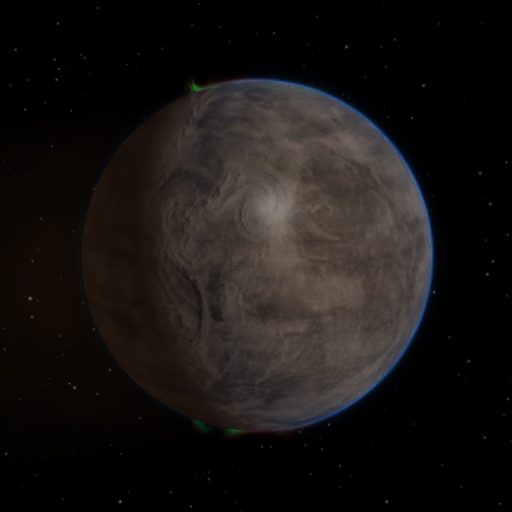 TOI-3686 c rendered in TerraForge from its measured mass, orbit and star