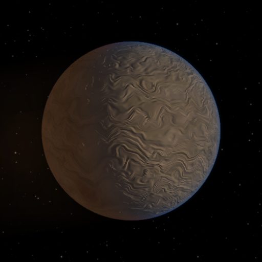 TOI-4009 b rendered in TerraForge from its measured mass, orbit and star