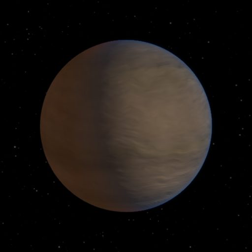 TOI-5217 Ab rendered in TerraForge from its measured mass, orbit and star