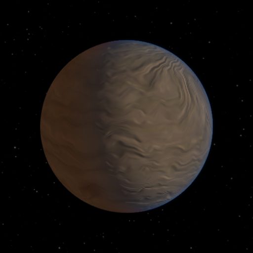 TOI-6166 b rendered in TerraForge from its measured mass, orbit and star