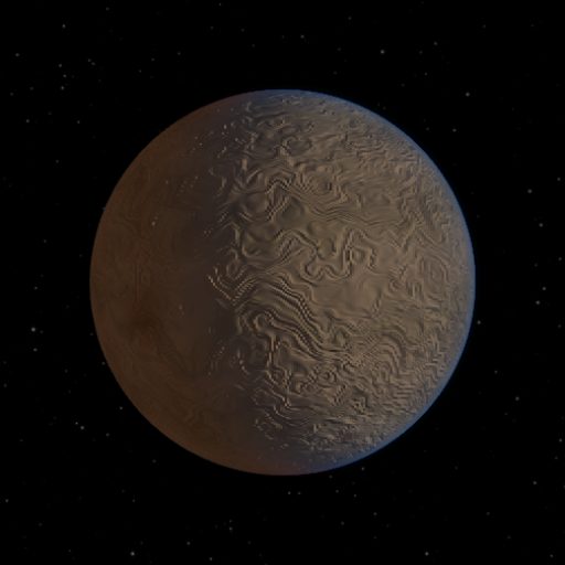TOI-6334 b rendered in TerraForge from its measured mass, orbit and star
